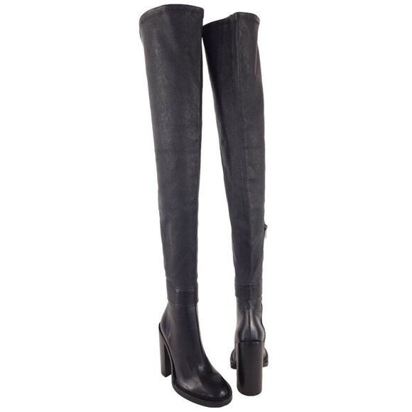 Ann Demeulemeester Over The Knee Stretch Leather Boots 35 5 Black - Picture 2 of 14